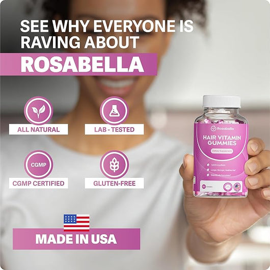 Rosabella Biotin Gummies for Hair, Skin & Nails
